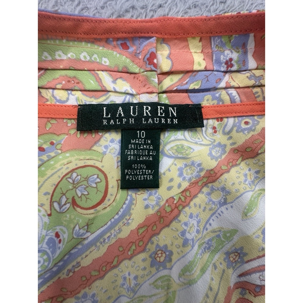 Lauren Ralph Lauren Womens Faux Wrap Blouse Print Sleeveless Top Size 10 - Picture 6 of 7